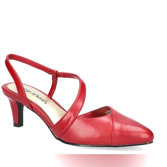 New Easy Street Slingback Size 7 Heels Dark Red Asymmetrica Upper Design - Picture 1 of 9